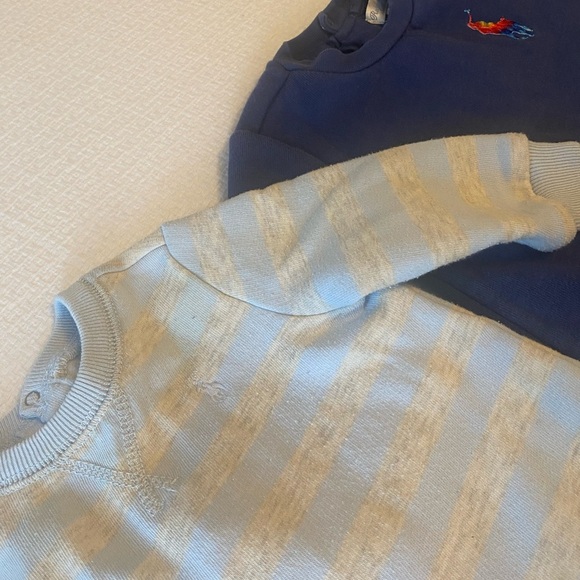 Ralph Lauren bundle of two fleece one piece Navy and Striped Kids sets 6mo - Picture 2 of 4
